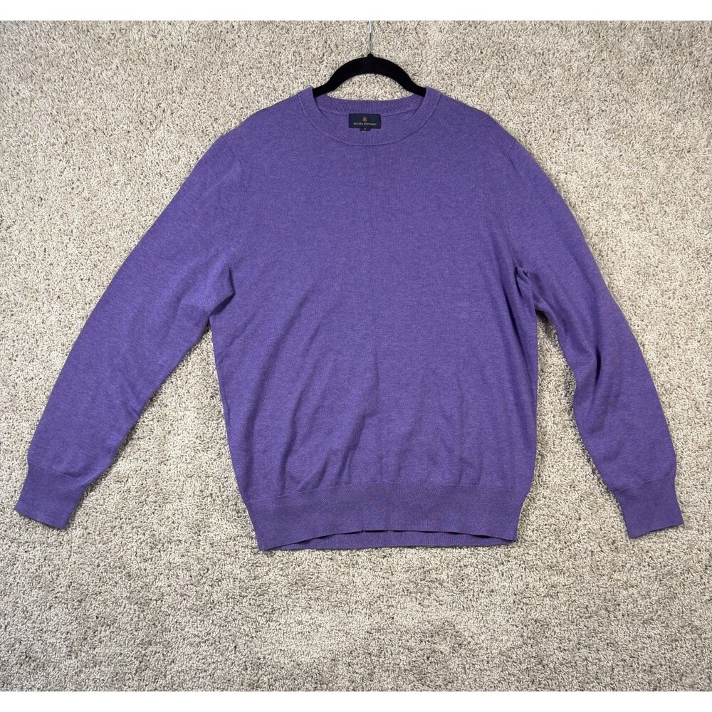 Brooks Brothers Men's Sweater Size S Purple 100% Cotton Crewneck Pullover